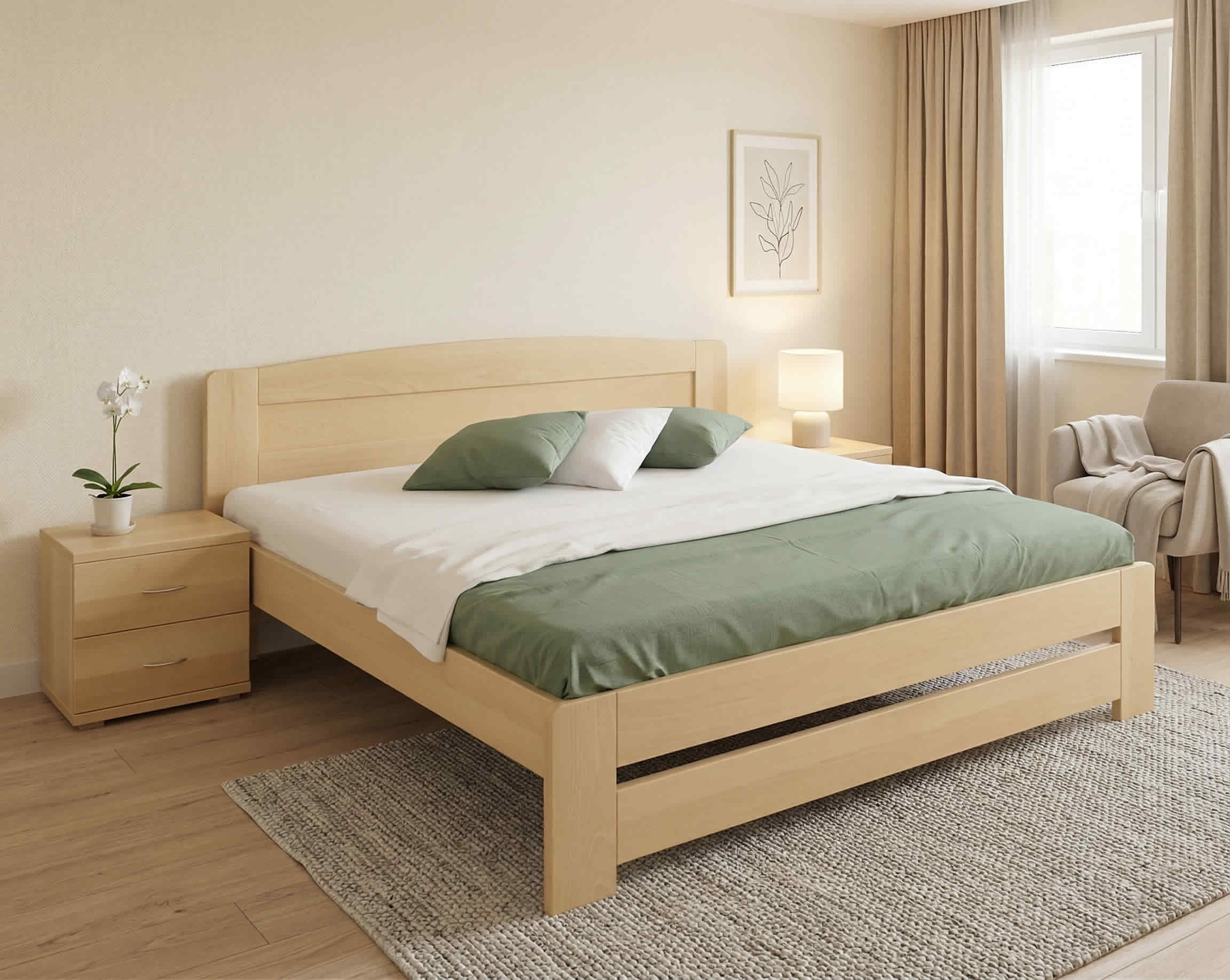 Posteľ Justina z masívneho buku